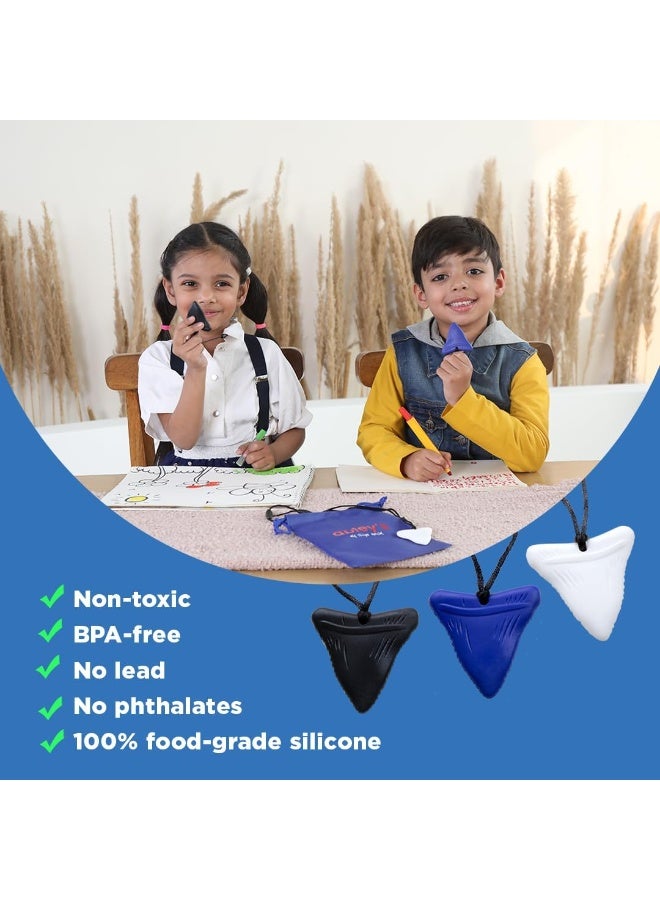 abley's Silicone Shark Tooth Chew Necklace, Sensory Aid for Anxiety and Focus (White) - Image 5